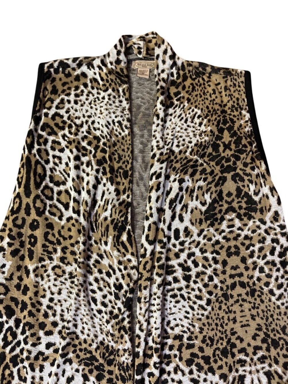 Art and Soul Leopard Print Open Front Lightweight Knit Cardigan Vest 2X Used USA - Picture 10 of 10
